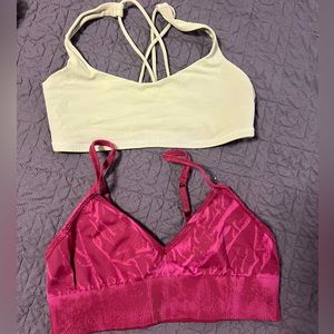 lululemon sports bras, yellow and pink